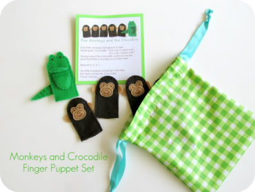 Monkeys and Crocodile Finger puppet Stuffie Set by Homemade by Jill